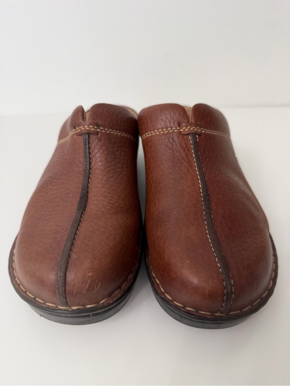 Born Brown Leather Slip-On Clog Size 9 - Picture 4 of 14